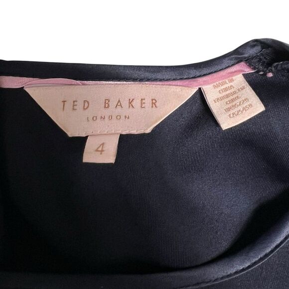 Ted Baker London Cheskka Navy Blue Lace and Mesh Skater Dress Ted Size 4 (US 10) - Picture 8 of 14